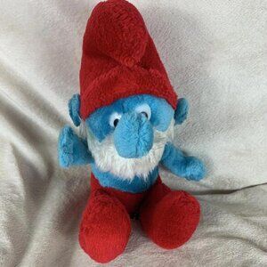 Papa Smurf 10inchStuffed Plush Toy Vintage 1979 Peyo Wallace Berrie Ganz Bros